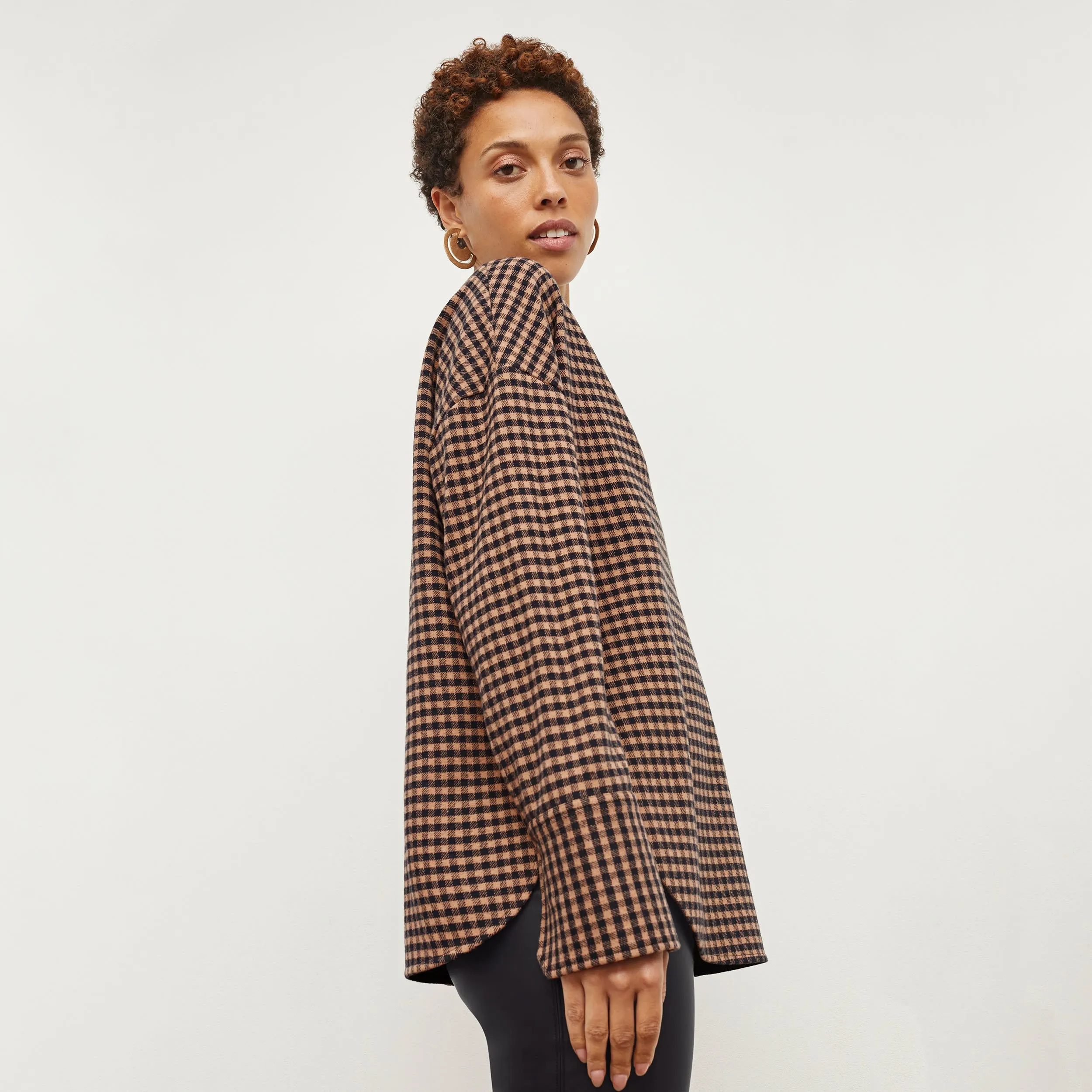 Tully Top - Plaid Knit :: Camel / Black