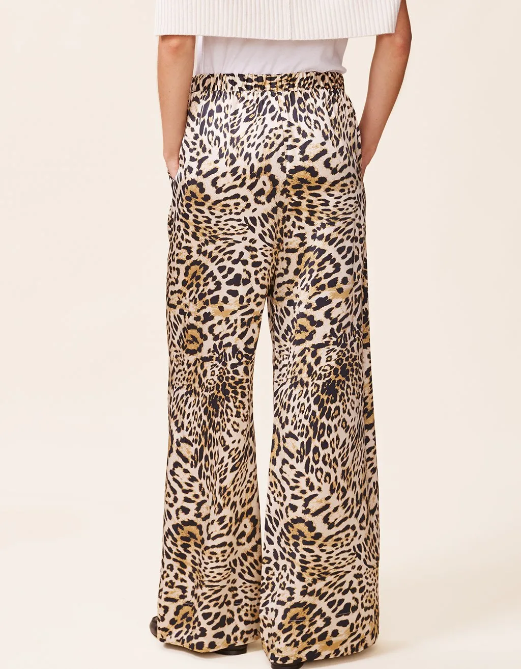 unsubscribed printed silk wide leg pant