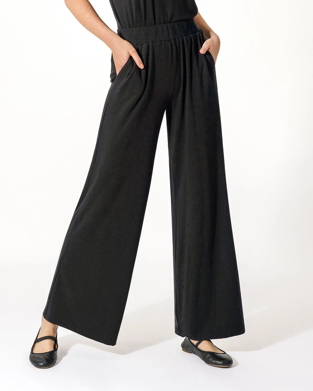 Vivian Wide Legs Pants - Black