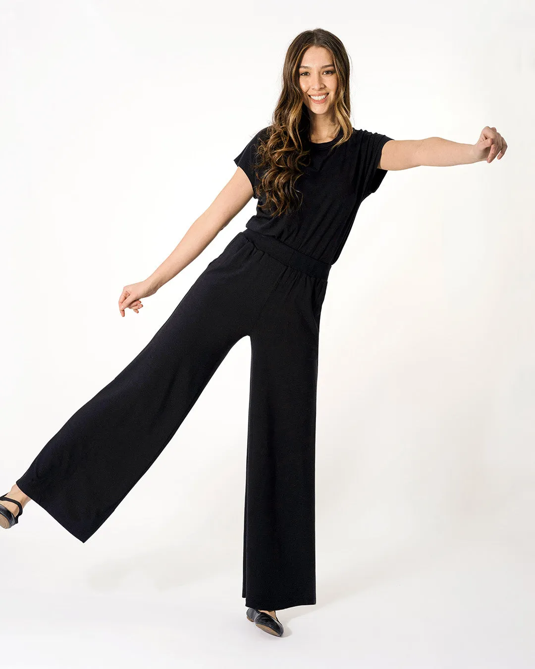 Vivian Wide Legs Pants - Black