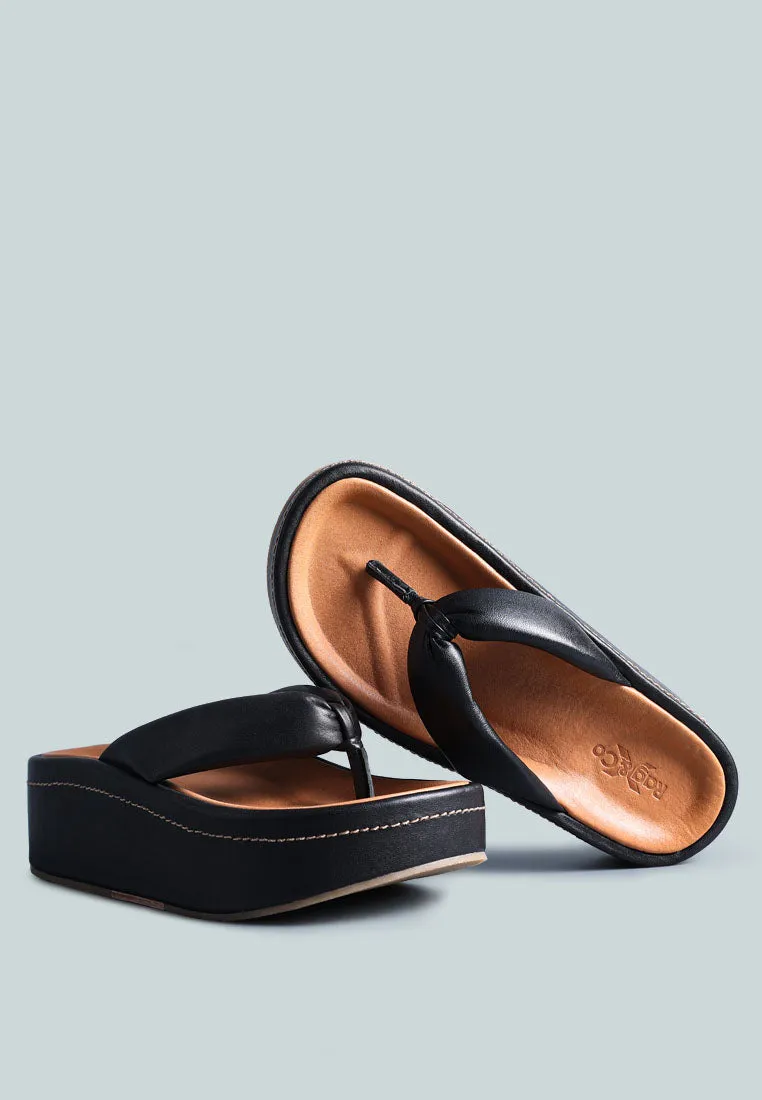 WELCH Black Thong Platform Sandals