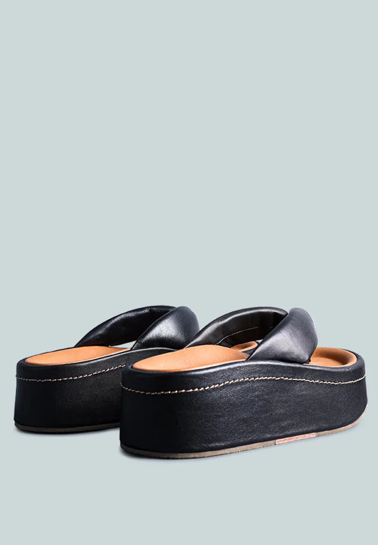 WELCH Black Thong Platform Sandals