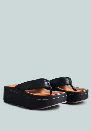 WELCH Black Thong Platform Sandals