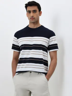 WES Lounge Navy Striped Slim-Fit T-Shirt