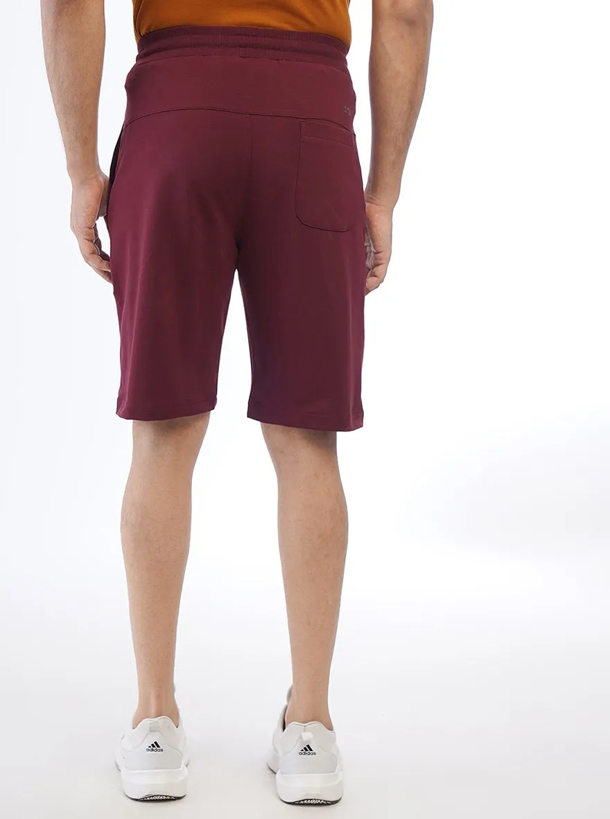 Wine Solid Slim Fit Shorts | JadeBlue