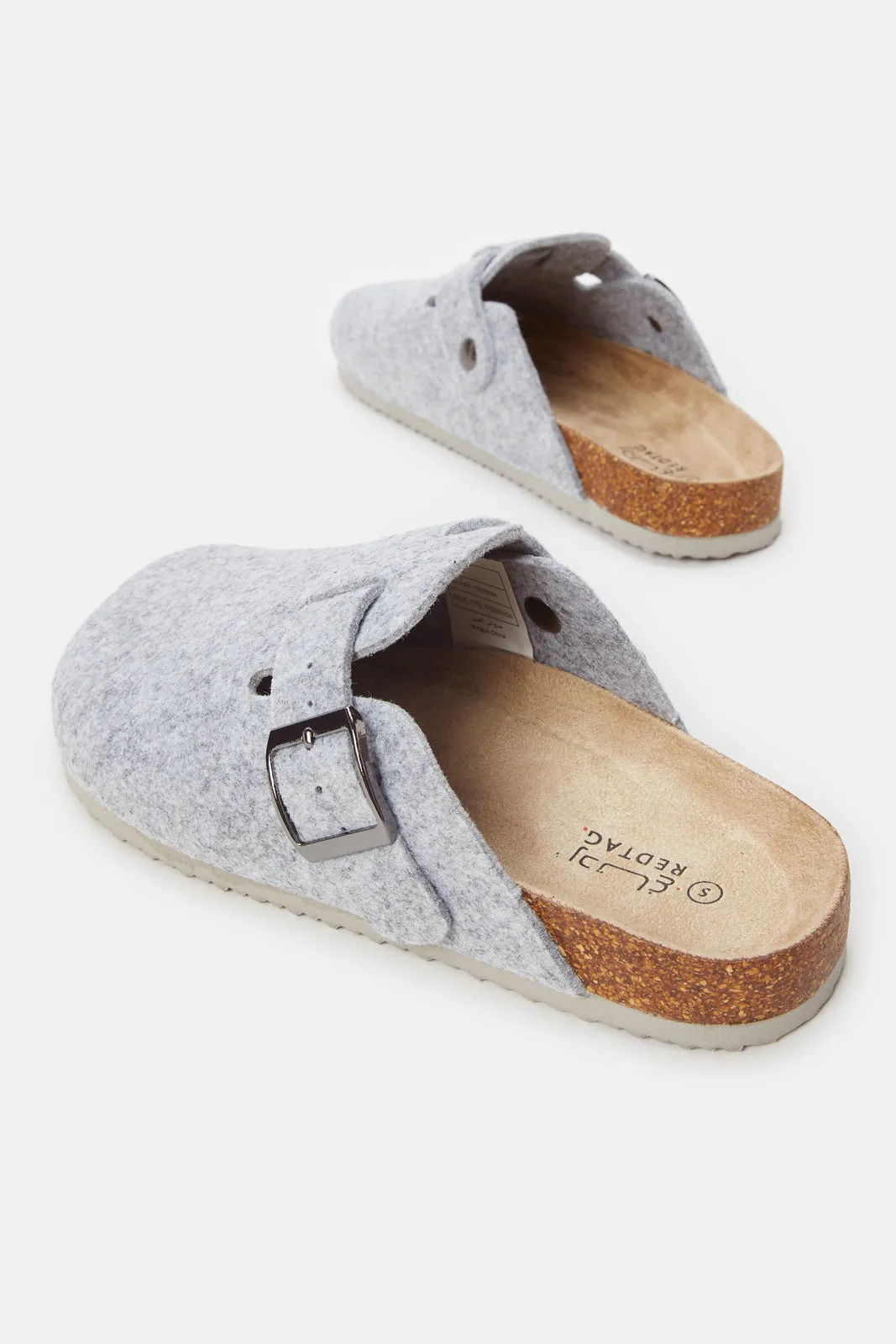 Women Grey Felt Comfort Slipper