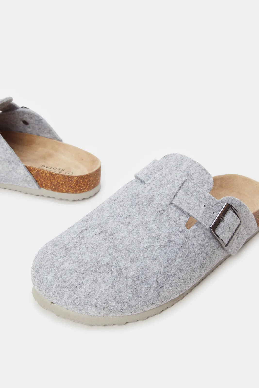 Women Grey Felt Comfort Slipper