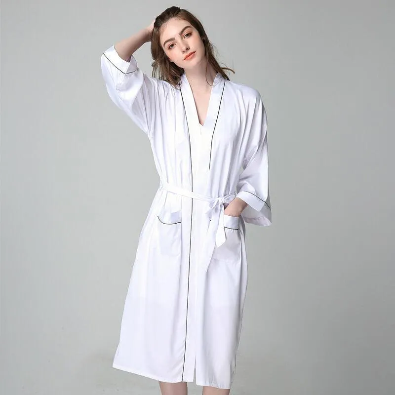 Women Long 100% Silk Nightgown and Robes Set