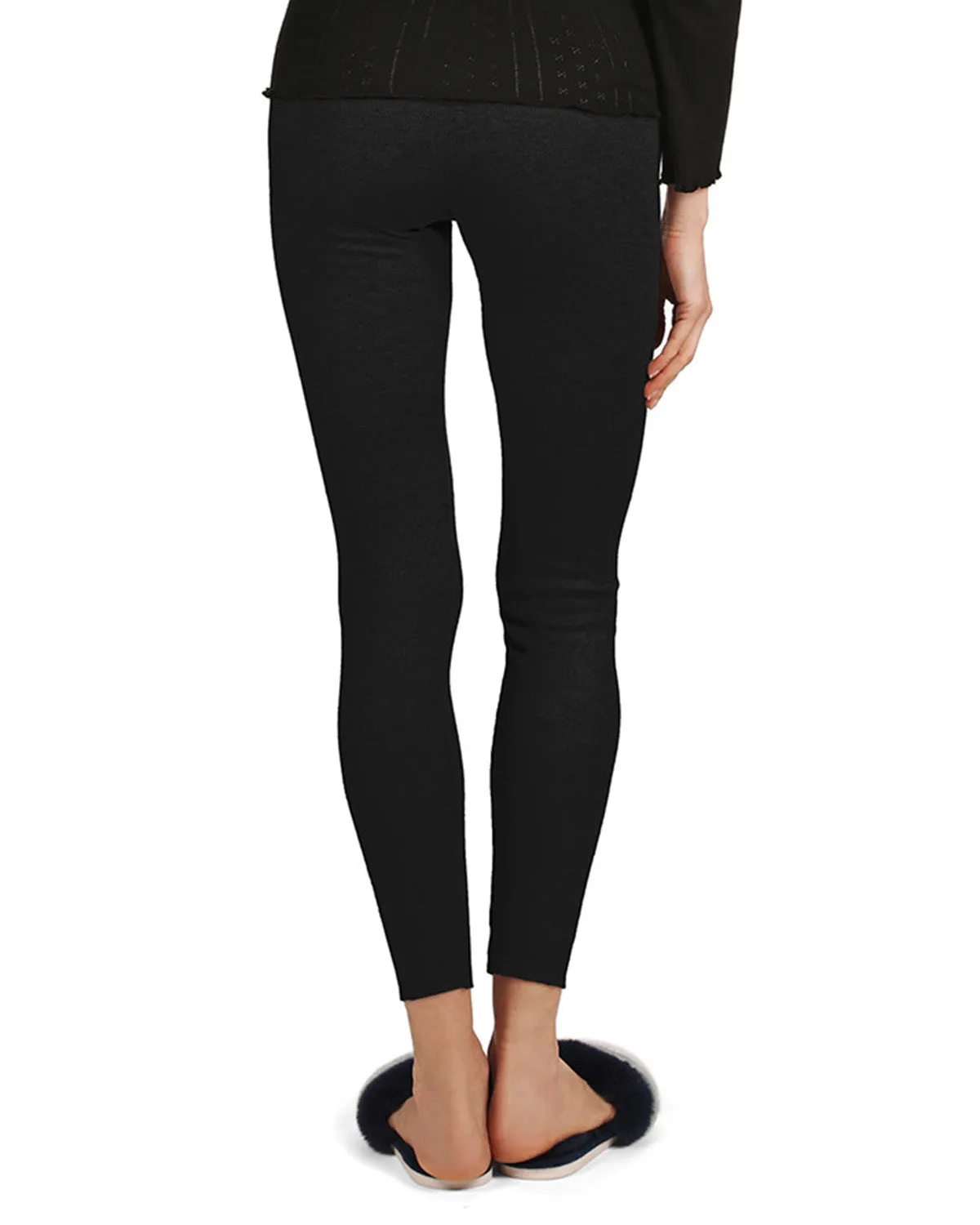 Women's 100% Cotton Pointelle Rib Knit Seamless Leggings