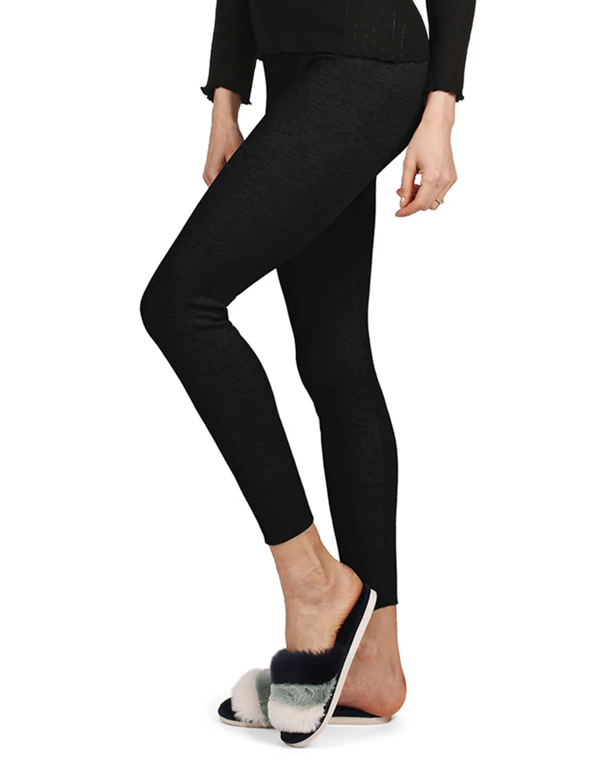 Women's 100% Cotton Pointelle Rib Knit Seamless Leggings