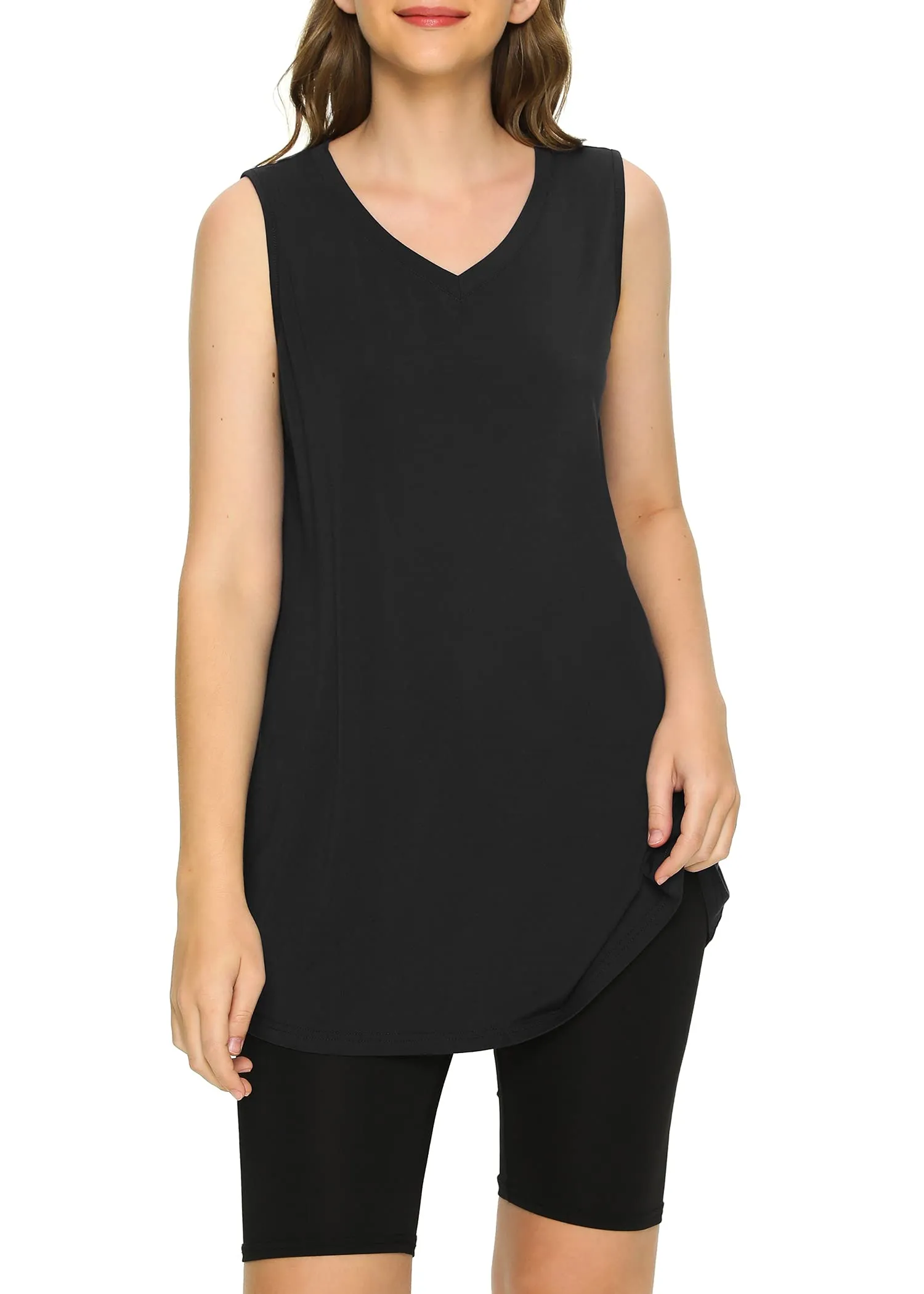 Women's Bamboo Viscose Sleeveless Tunic Flowy Pajama Tank Top