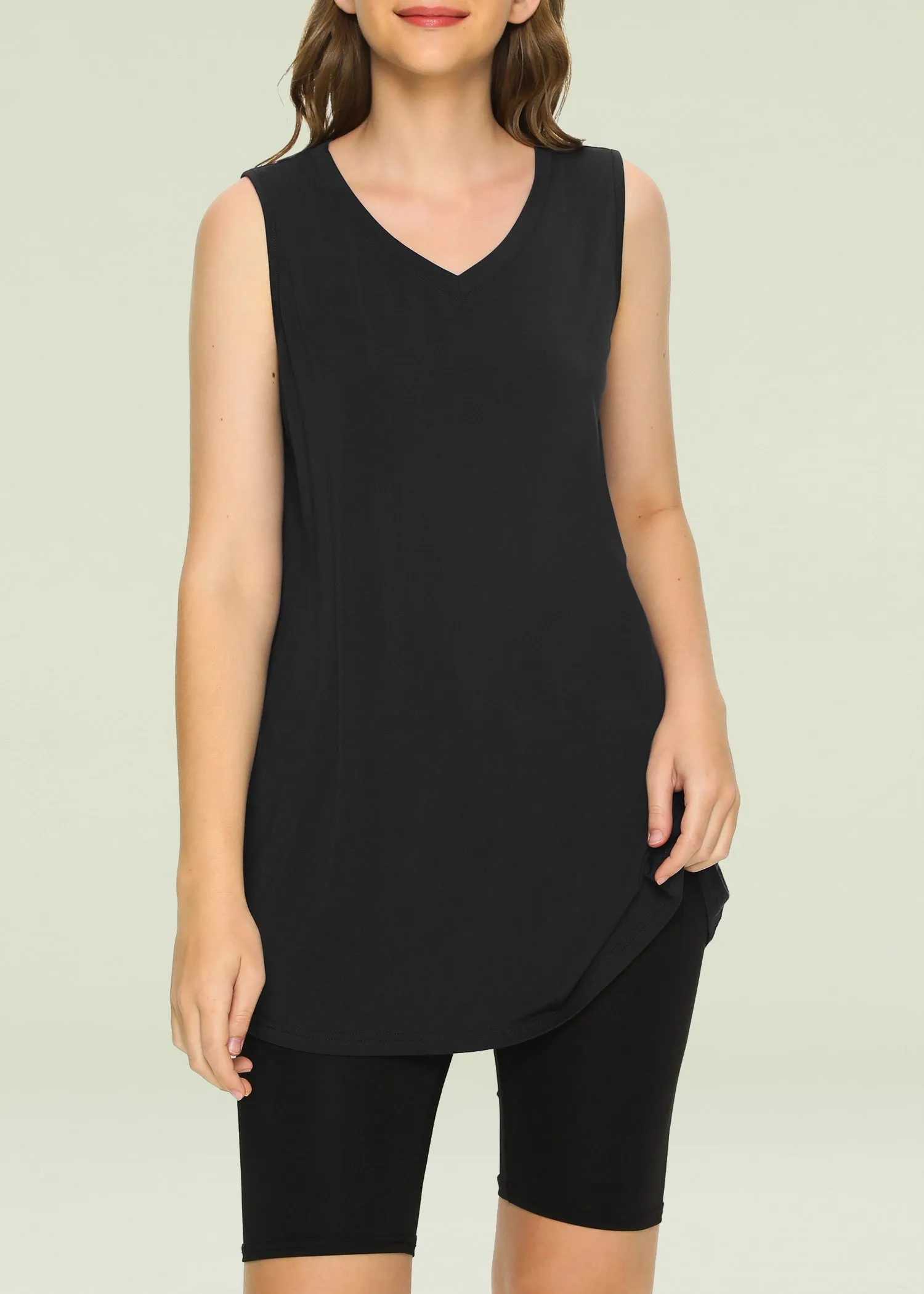 Women's Bamboo Viscose Sleeveless Tunic Flowy Pajama Tank Top