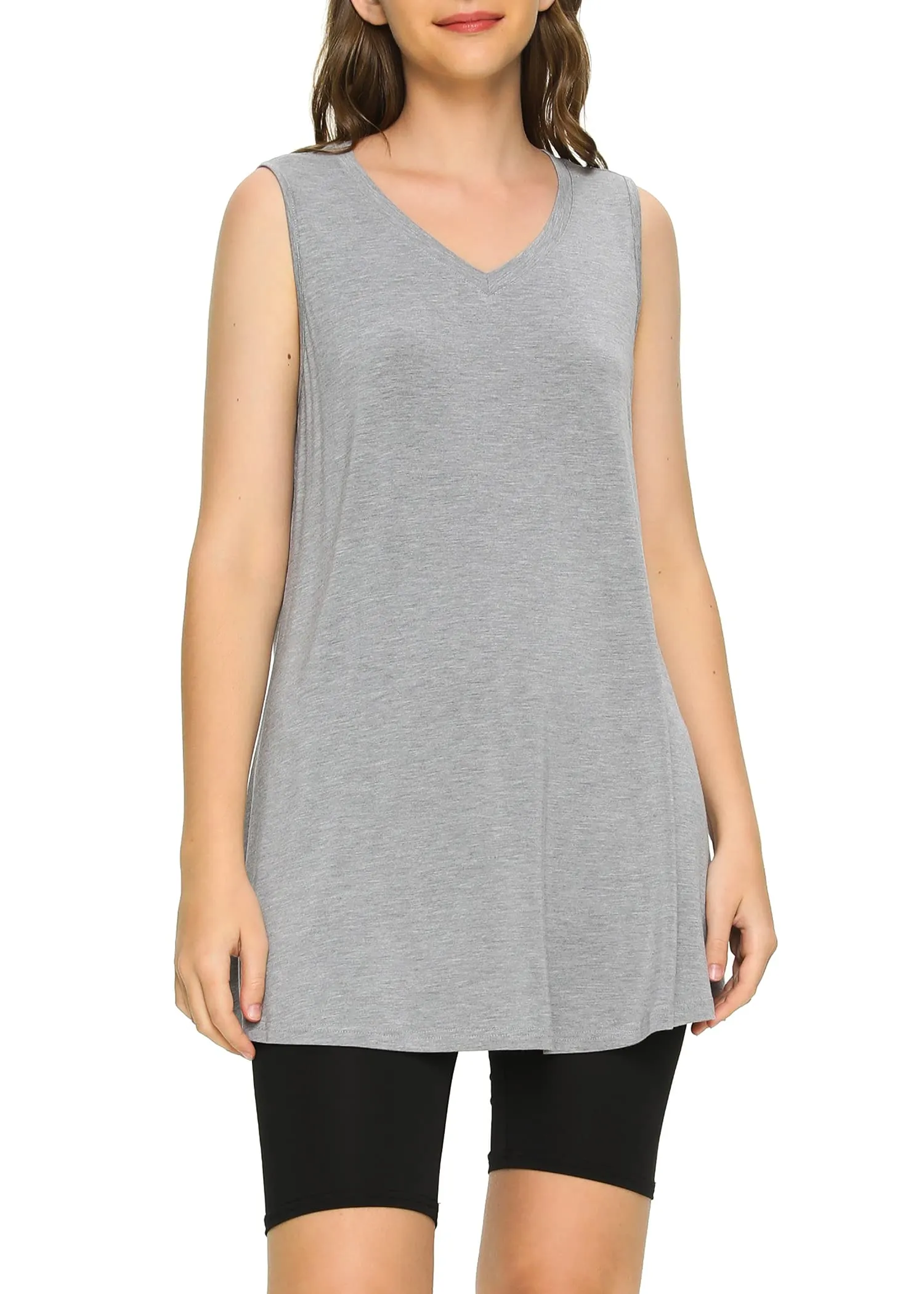 Women's Bamboo Viscose Sleeveless Tunic Flowy Pajama Tank Top