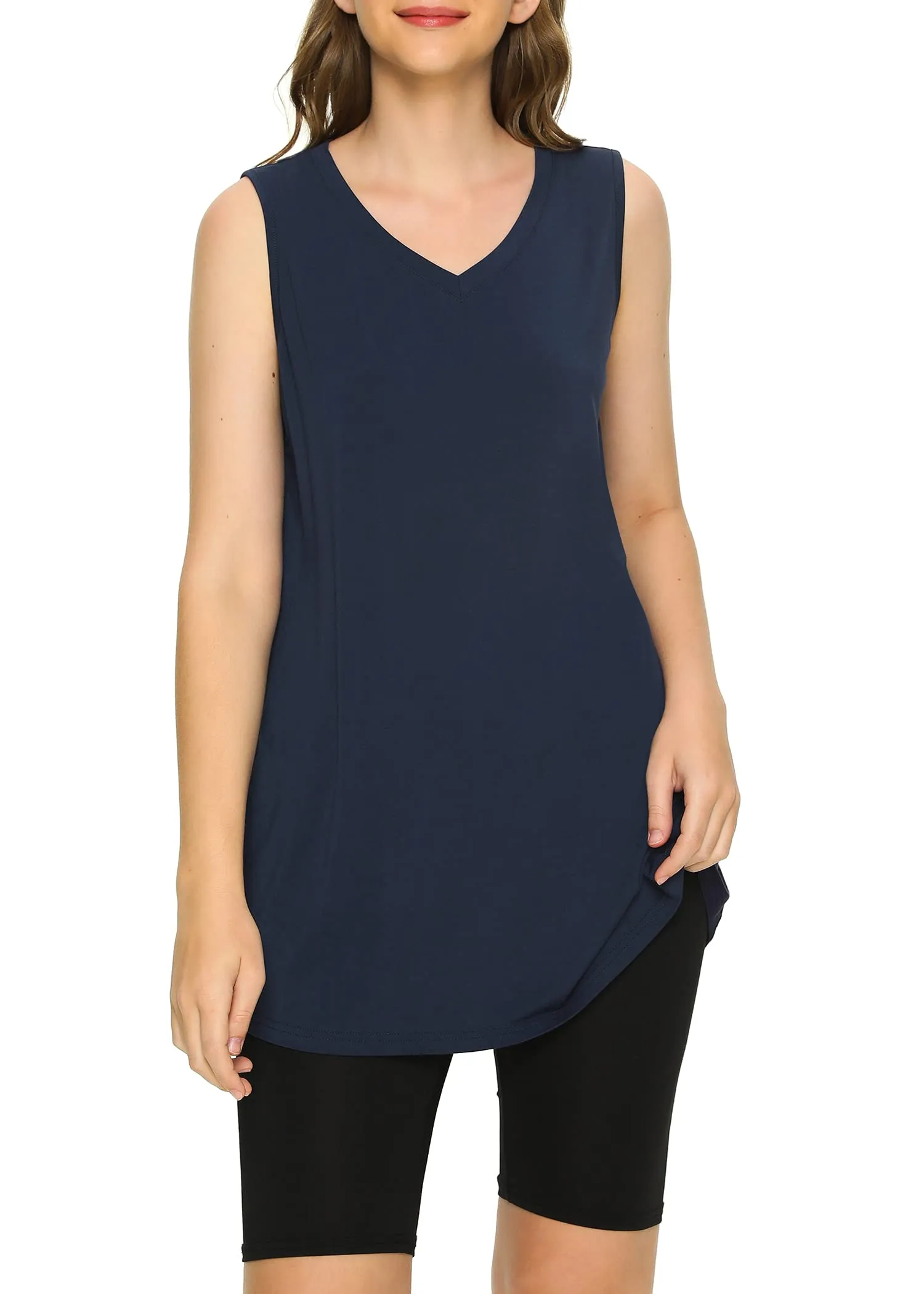 Women's Bamboo Viscose Sleeveless Tunic Flowy Pajama Tank Top