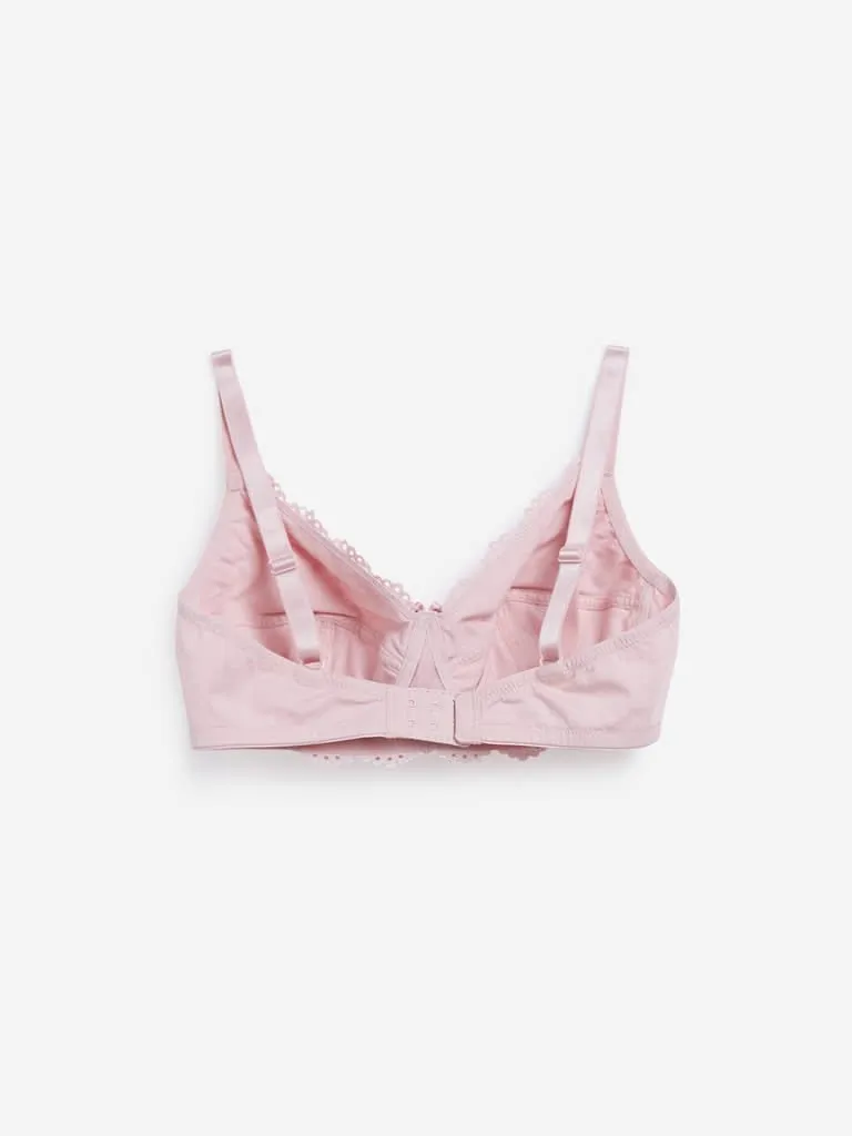 Wunderlove Light Pink Non-Padded Lucy Lace Bra