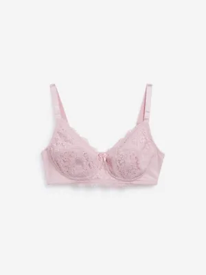 Wunderlove Light Pink Non-Padded Lucy Lace Bra